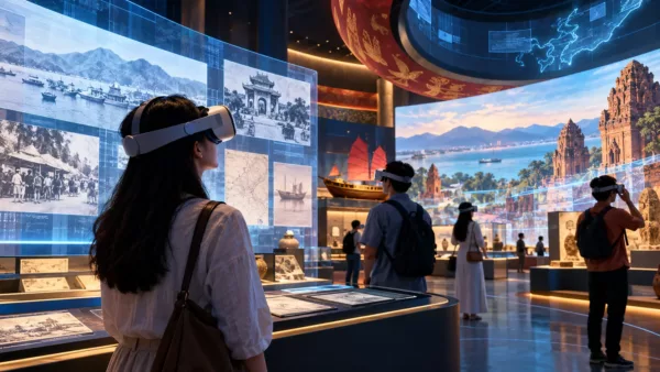 Visitors explore Nha Trang history through virtual reality in a modern exhibition
